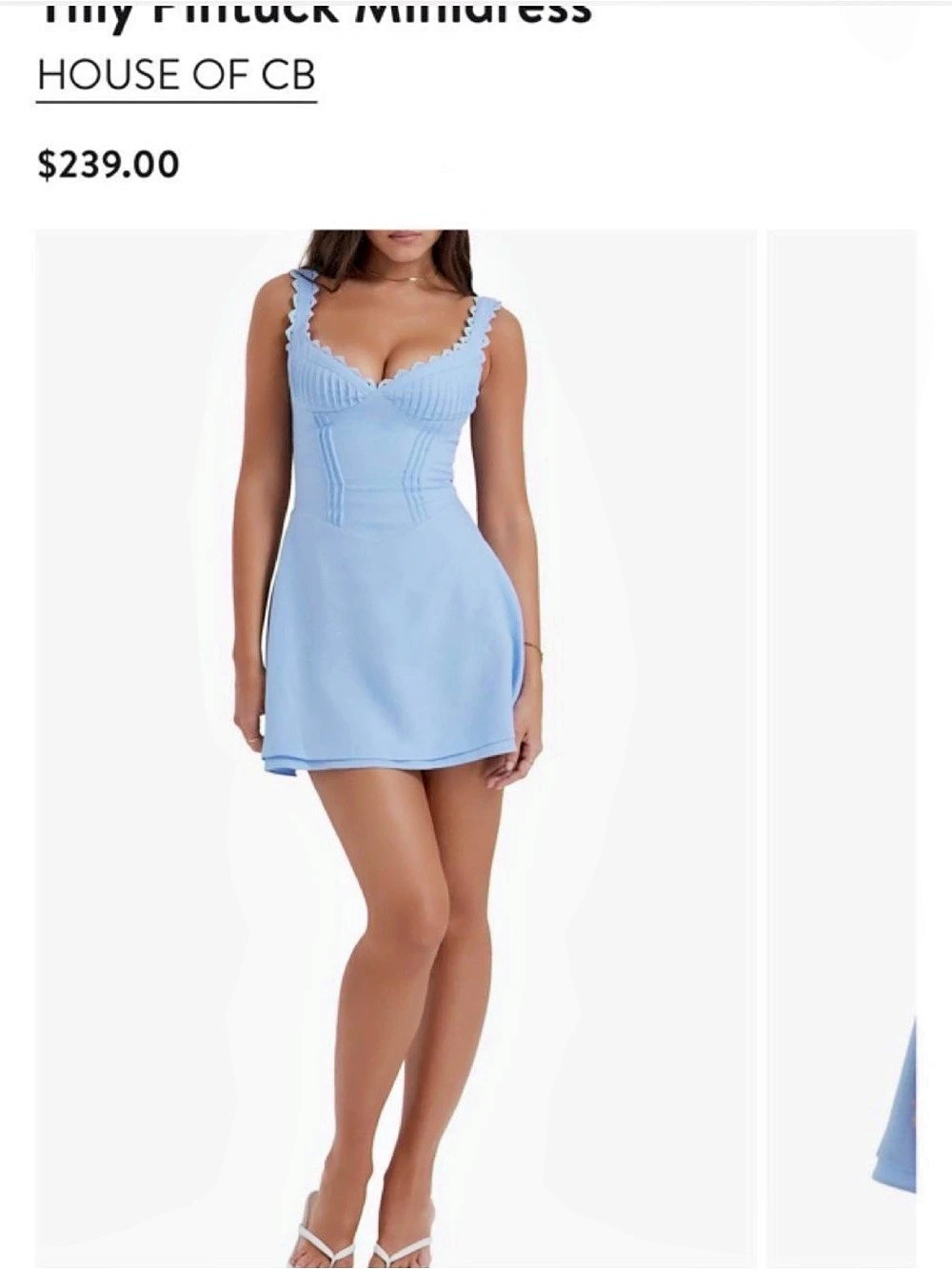 House of CB Tilly Pintuck Minidress Blue Mini Dress